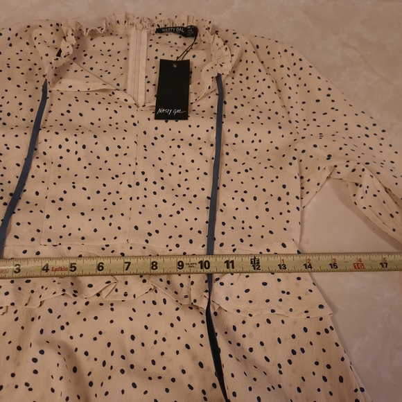 Nasty Gal Beige Long Sleeve Dress with Black Dots - Picture 11 of 11